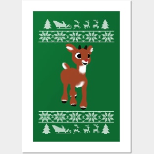 Rudolph ugly Christmas sweater Posters and Art